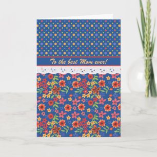 Custom Retro Floral Faux Lace Mother's Day Card