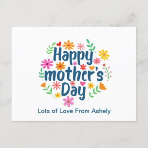 Custom Retro Floral Happy Mothers Day Postcard