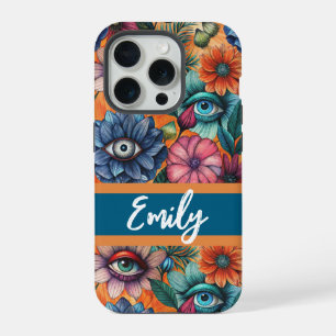 Custom Retro Floral Pattern iPhone 15 Pro Case