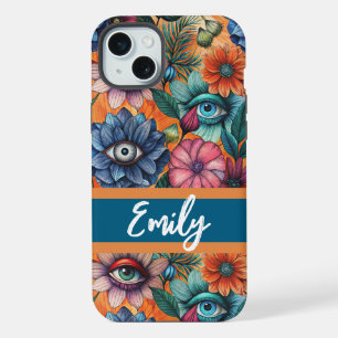 Custom Retro Floral Pattern iPhone 15 Plus Case