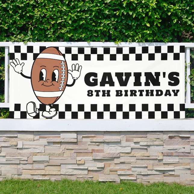 Custom Retro Football Birthday Party Vinyl Outdoor Banner (Creator Uploaded)