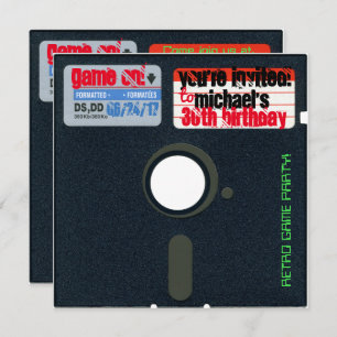 Custom Retro Game Birthday Invite Floppy Disc 5.25
