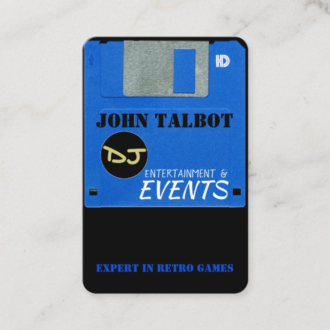Custom Retro Game Floppy Disc 3 Business Cards (Front)