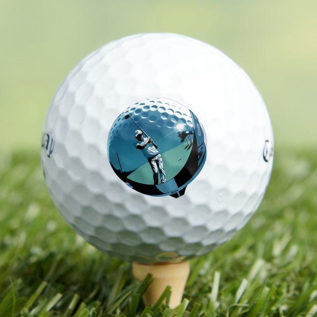 Custom Retro Golfer Logo Graphic Personalized Golf Balls (Creator Uploaded)