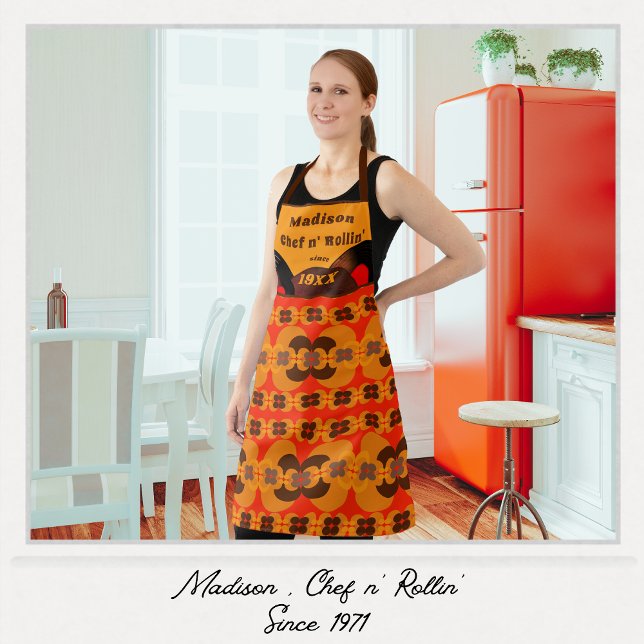 Custom Retro Groovy 60's 70's Bubbles Pattern Apron (Creator Uploaded)