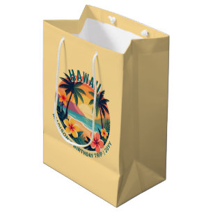 Custom Retro Hawaii Tropical Beach Party Medium Gift Bag
