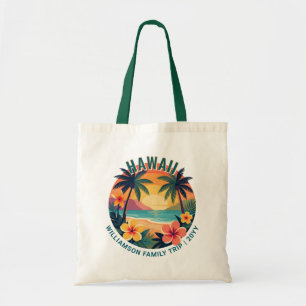 Custom Retro Hawaii Tropical Vacation Family Trip Tote Bag