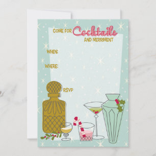 Custom Retro Holiday Cocktail Party Invitation