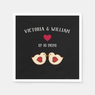 Custom Retro Love Birds Wedding Napkins