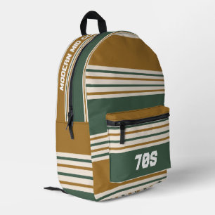 Custom retro lovers 70s stripes Modern mid century Printed Backpack