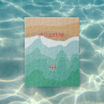 Custom Retro Minimalist Wild Swimming Ocean Jigsaw Puzzle<br><div class="desc">👉 Put a smile on a face with this retro wild swimming in the ocean jigsaw! Three swimmers are coming into shore after a refreshing open water swim! The minimalist design makes the swimmers pop! - Simply click to personalise this design 🔥 My promises - This design has unique hand...</div>