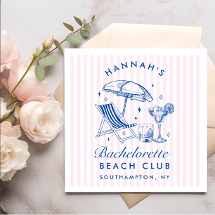 Custom Retro Modern Bachelorette Blue & Pink Napkin
