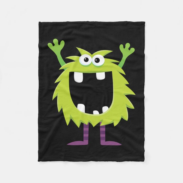 Custom Retro Monster Fleece Blanket (Front)