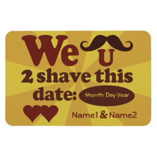 Custom Retro Moustache Save-The-Date magnet