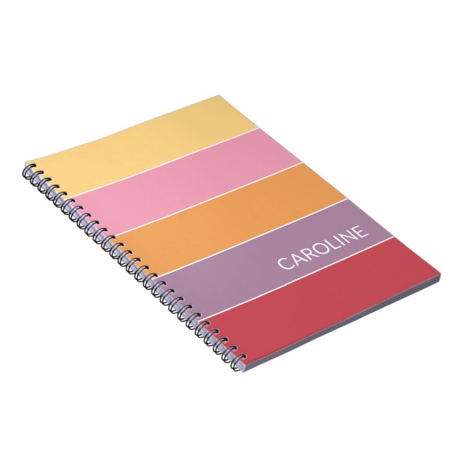 Custom Retro Multi Colour Block Stripes Art Patter Notebook (Right Side)