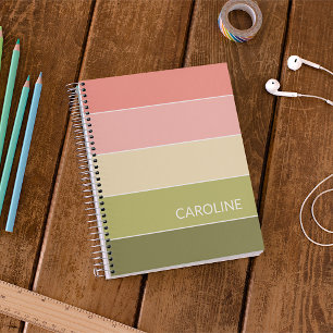 Custom Retro Multi Colour Block Stripes Art Patter Notebook