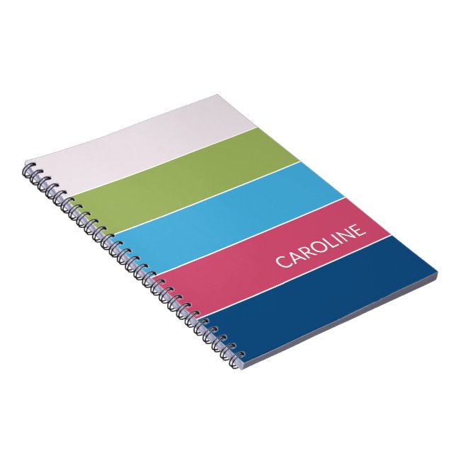 Custom Retro Multi Colour Block Stripes Art Patter Notebook (Right Side)