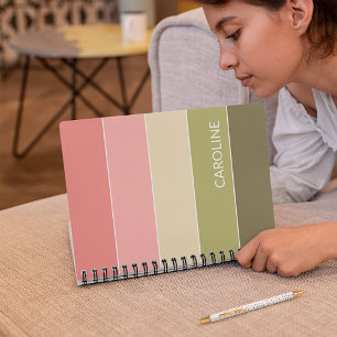 Custom Retro Multi Colour Block Stripes Art Patter Planner
