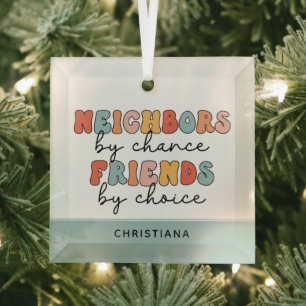 Custom Retro Neighbours by Chance Friends by Choic Glass Tree Decoration