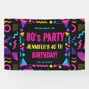 Custom Retro Neon 80’s Birthday Adult Banner