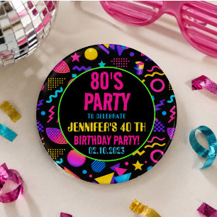 Custom Retro Neon 80’s Birthday – Fun Adult 3 Cm Round Badge