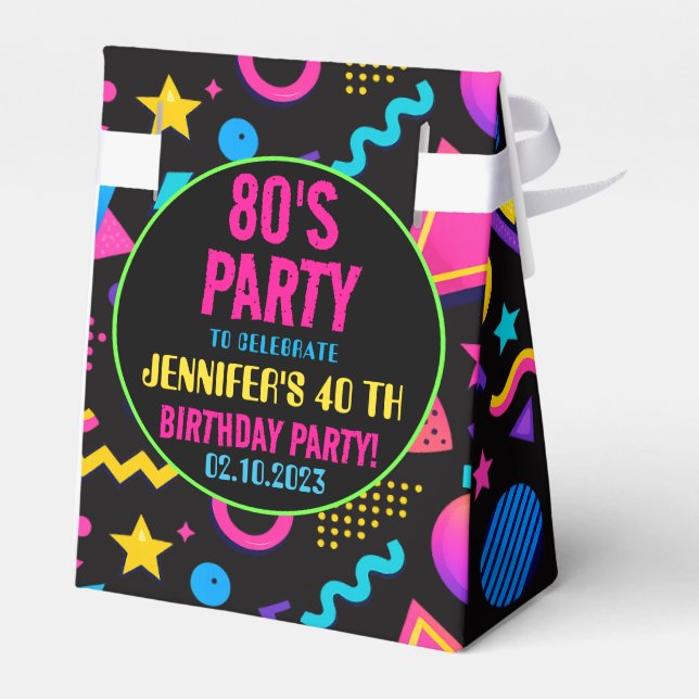 Custom Retro Neon 80’s Birthday – Fun Adult  Favour Box (Back Side)