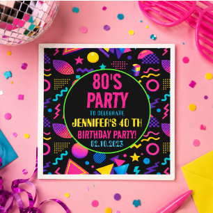 Custom Retro Neon 80’s Birthday – Fun Adult Napkin