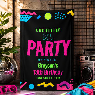 Custom Retro Neon 80’s Birthday Party Banner