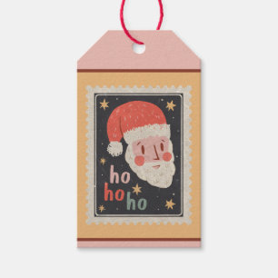Custom Retro Paper Stamp Christmas Santa Ho Ho Ho Gift Tags