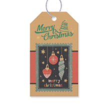 Custom Retro Paper Stamp with Christmas Ornaments