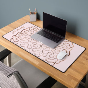 Custom Retro Pastel Pink Ombre Rose Gold Crochet Desk Mat