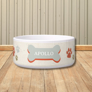Custom Retro Paw Print and Pet Name Dog