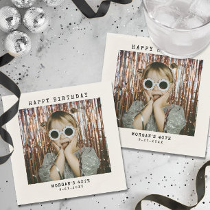 Custom Retro Photo Birthday Napkin