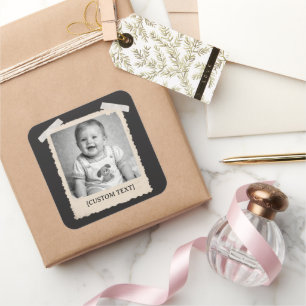 Custom Retro Photo Party Celebration Vintage Square Sticker
