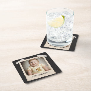 Custom Retro Photo Party Favours Celebration  Square Paper Coaster