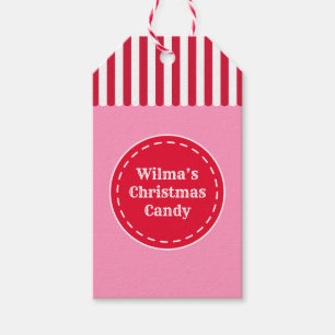Custom Retro Pink Red Christmas Gift Tags