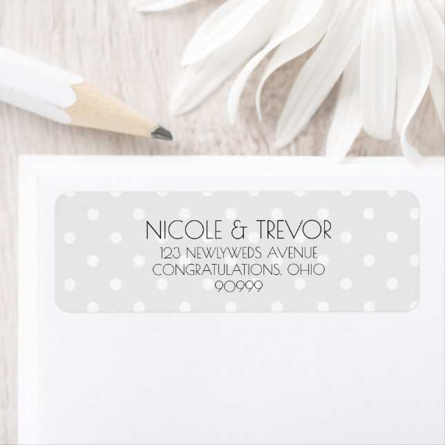 Custom Retro Polkadots Grey Return Address (Insitu)