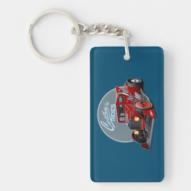 Custom retro race car concept key ring (Front)
