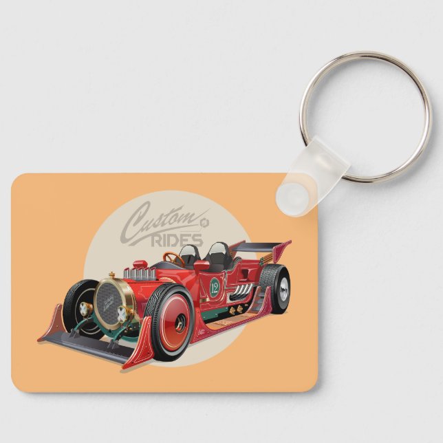 Custom retro race car concept key ring (Front)