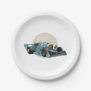 Custom retro race car concept paper plate