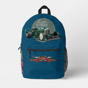 Custom retro race car printed backpack