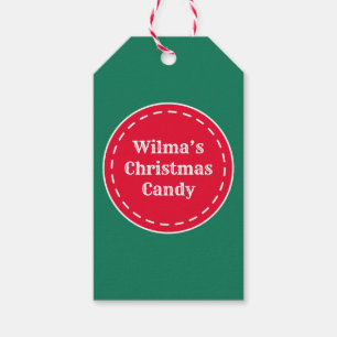 Custom Retro Red Green Christmas Gift Tags