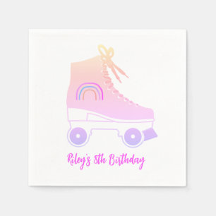 Custom Retro Roller-skate Pink Blue Painting Napkin