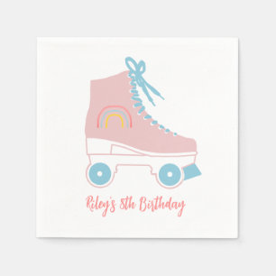 Custom Retro Roller-skate Pink Blue Painting Napkin