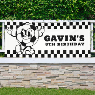 Custom Retro Soccer Birthday Party Vinyl Outdoor Banner