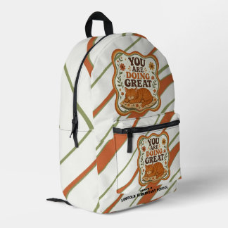 Custom Retro Striped Orange Cat Back to School Printed Backpack