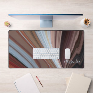 Custom Retro Stripes Abstract Colourful Watercolor Desk Mat