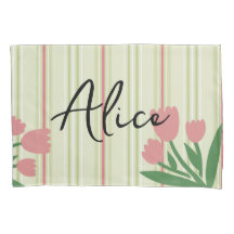 Custom retro stripes and floral green pink girly