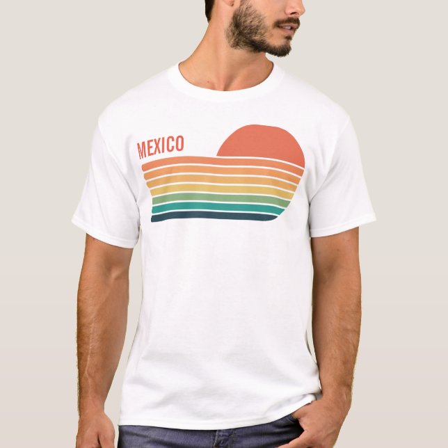 Custom Retro Sunset Mexico Vacation  T-Shirt (Front)