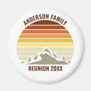 Custom Retro Sunset Mountain Family Reunion Party Magnet
